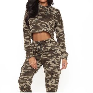 Camouflage Joggers & Cropped Hoodie